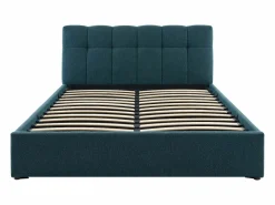 Vente-unique Cama Con Canapé|Canapé abatible de 140 x 190 cm de tela bouclé azul petróleo - MAZIRI