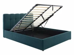 Vente-unique Cama Con Canapé|Canapé abatible de 140 x 190 cm de tela bouclé azul petróleo - MAZIRI
