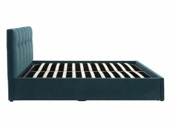Vente-unique Cama Con Canapé|Canapé abatible de 140 x 190 cm de tela bouclé azul petróleo - MAZIRI