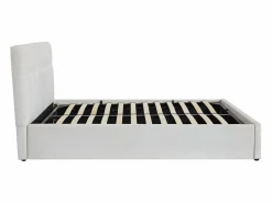 Canapé abatible de 140 x 190 cm de tela bouclé blanca + colchón - MAZIRI^Vente-unique