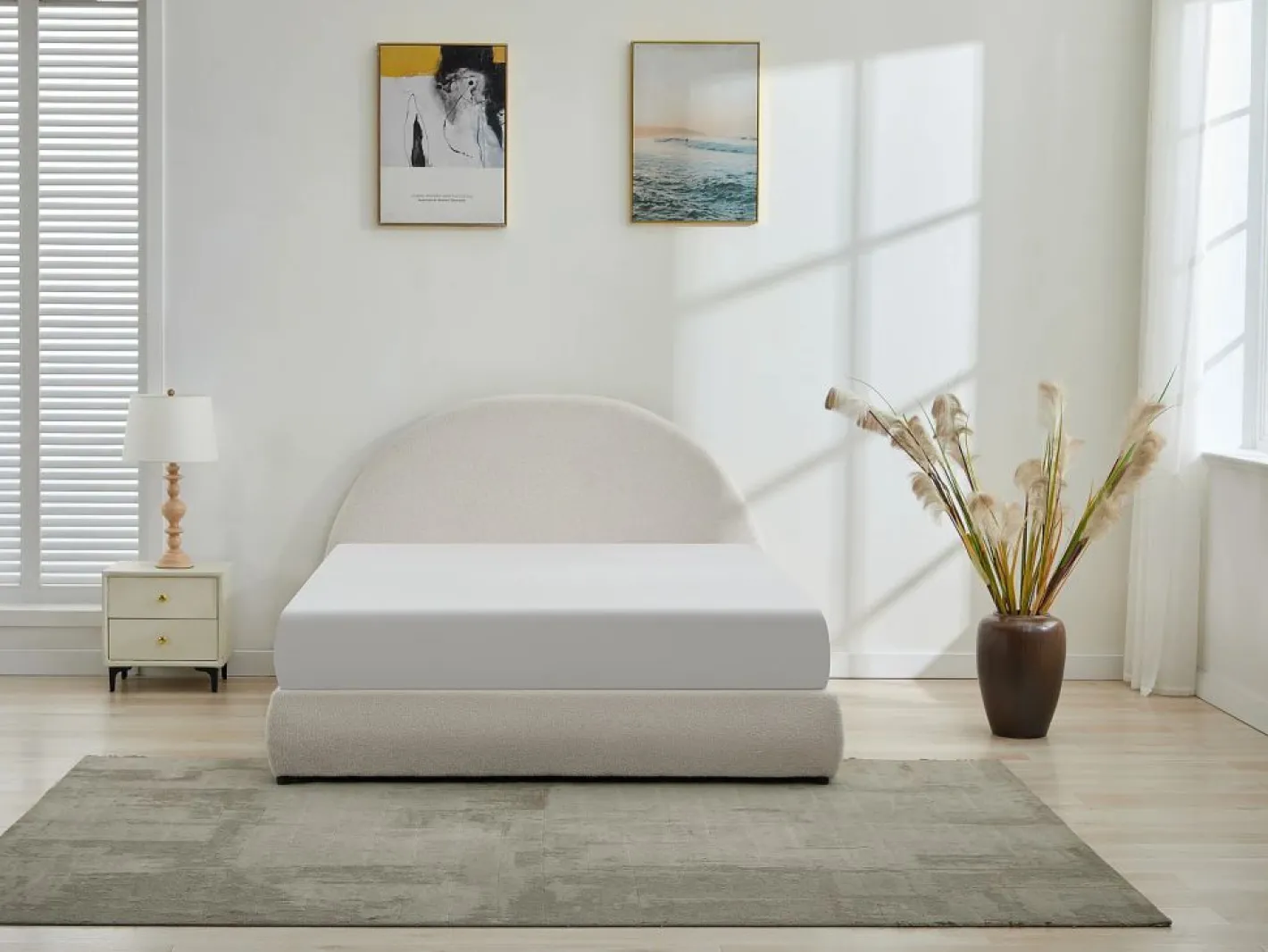 Vente-unique Cama Con Canapé|Cama Con Almacenaje|Canapé abatible de 160 x 200 cm de tela rizada color - LIRIMO