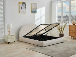 Canapé abatible de 140 x 190 cm de tela bouclé color - LIRIMO^Vente-unique Discount