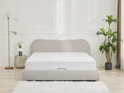 Vente-unique Canapé abatible de 180 x 200 cm de tela color + colchón - VANARI Beige Sale