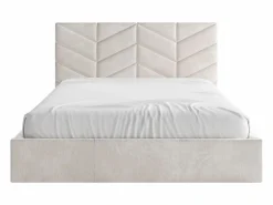 Vente-unique Canapé abatible de 160 x 200 cm de tela texturizada + colchón - JUSTANI Crema New