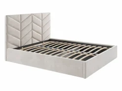 Vente-unique Canapé abatible de 160 x 200 cm de tela texturizada - JUSTANI Crema Clearance