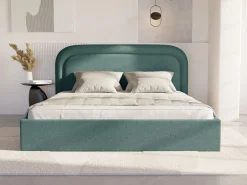 Vente-unique Canapé abatible de 160 x 200 cm de tela jaspeada color pato - FIREZA Azul Discount