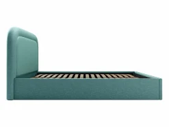 Vente-unique Canapé abatible de 160 x 200 cm de tela jaspeada color pato - FIREZA Azul Discount
