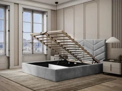 Vente-unique Cama Con Canapé|Cama Adulto|Canapé abatible de 180 x 200 cm de tela texturizada + colchón - JUSTANI