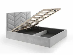 Vente-unique Cama Con Canapé|Cama Adulto|Canapé abatible de 180 x 200 cm de tela texturizada + colchón - JUSTANI