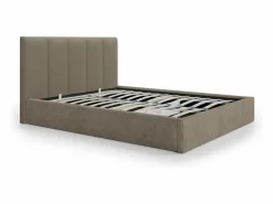 Vente-unique Canapé abatible de 160 x 200 cm con cabecero con costuras verticales tela - KILACLO Topo Best
