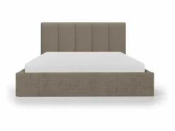 Vente-unique Canapé abatible de 160 x 200 cm con cabecero con costuras verticales tela - KILACLO Topo Best
