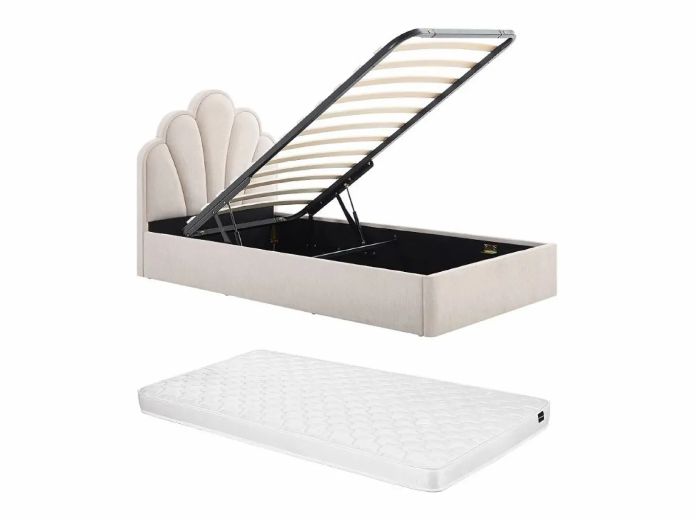 Vente-unique Cama Con Canapé|Cama Infantil|Canapé abatible de concha 90 x 190 cm tela + colchón - CORALUNO