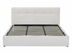 Canapé abatible King Size 180 x 200 cm en tela bouclé blanca + colchón - MAZIRI^Vente-unique Best