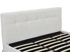 Canapé abatible King Size 180 x 200 cm en tela bouclé blanca + colchón - MAZIRI^Vente-unique Best