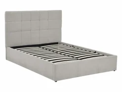 Vente-unique Cama Con Canapé|Cama Con Almacenaje|Canapé abatible queen size 160 x 200 en tela gris + colchón - HOPEYA de Pascal Morabito