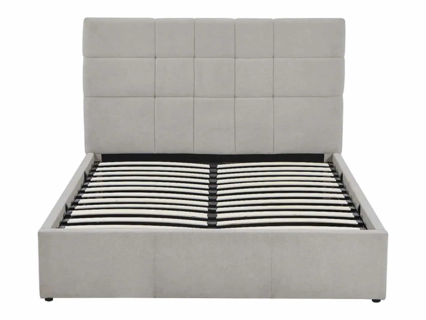 Vente-unique Cama Con Canapé|Cama Con Almacenaje|Canapé abatible queen size 160 x 200 en tela gris + colchón - HOPEYA de Pascal Morabito
