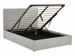 Vente-unique Cama Con Canapé|Cama Con Almacenaje|Canapé abatible queen size 160 x 200 en tela gris + colchón - HOPEYA de Pascal Morabito