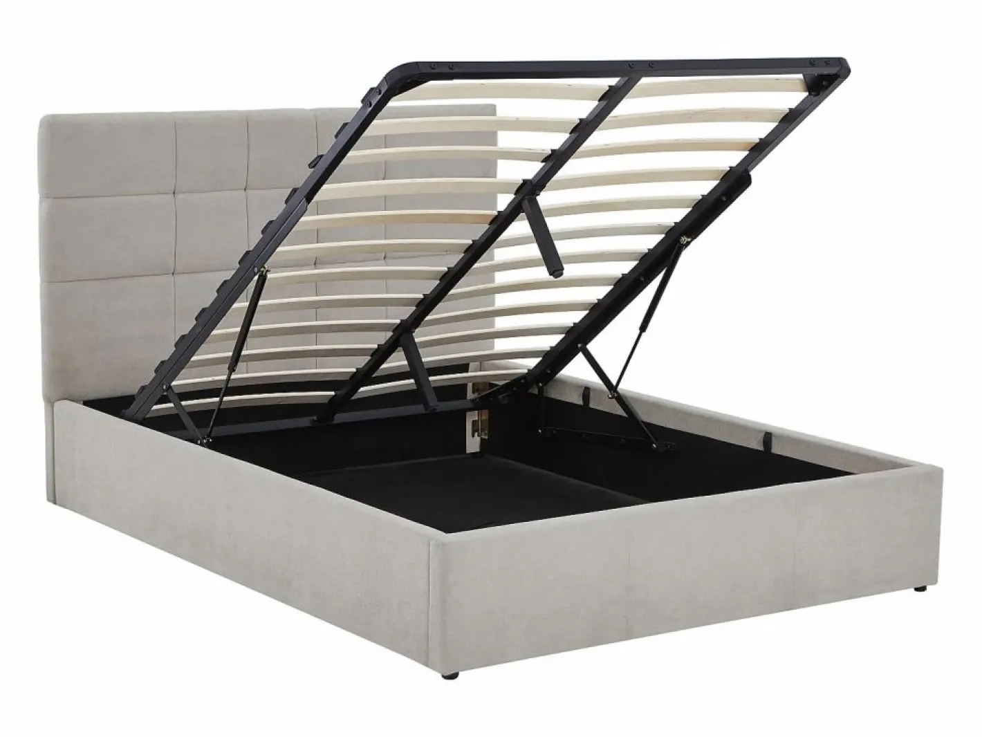 Vente-unique Cama Con Canapé|Cama Con Almacenaje|Canapé abatible queen size 160 x 200 en tela gris + colchón - HOPEYA de Pascal Morabito