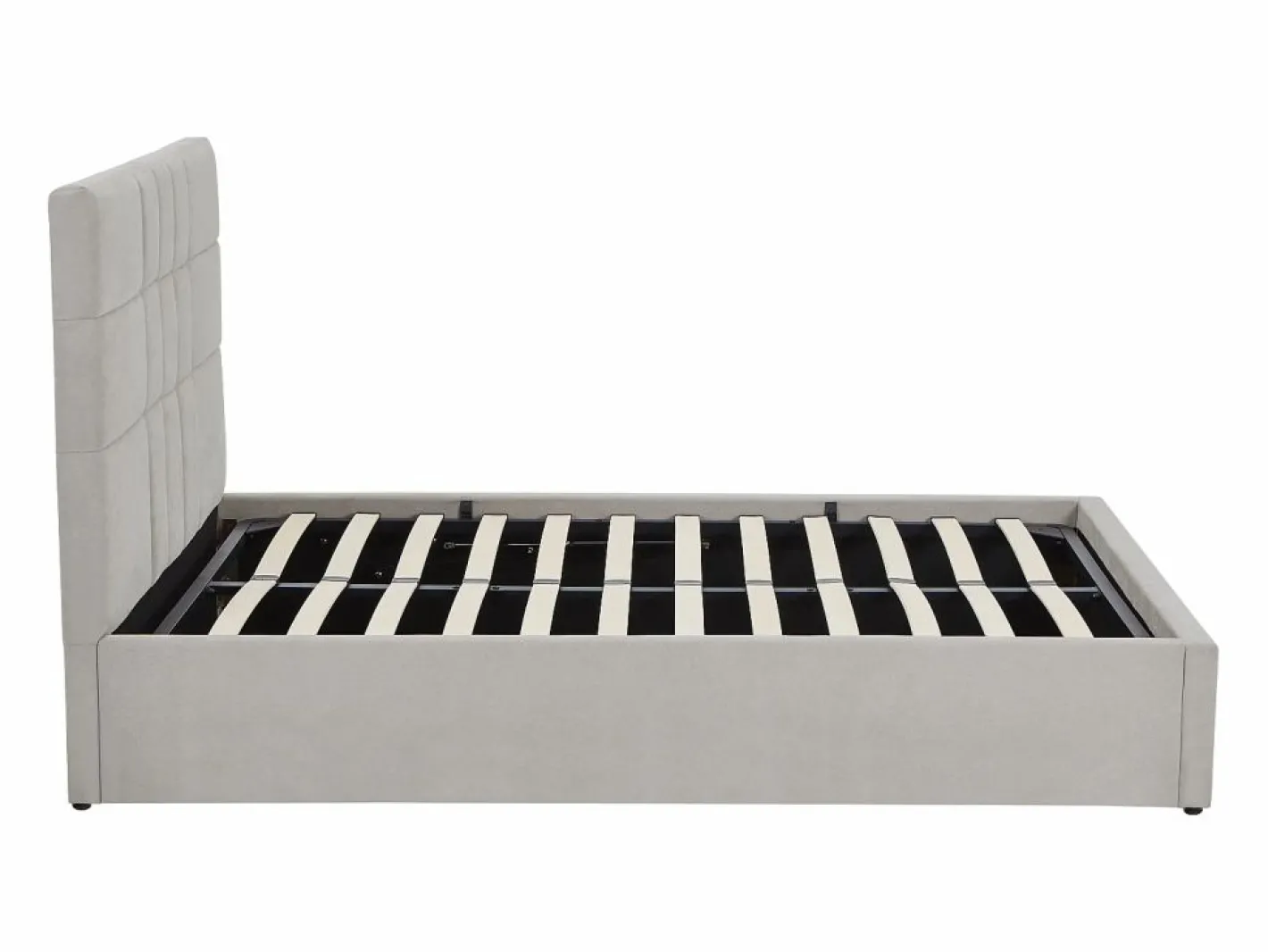 Vente-unique Cama Con Canapé|Cama Con Almacenaje|Canapé abatible queen size 160 x 200 en tela gris + colchón - HOPEYA de Pascal Morabito