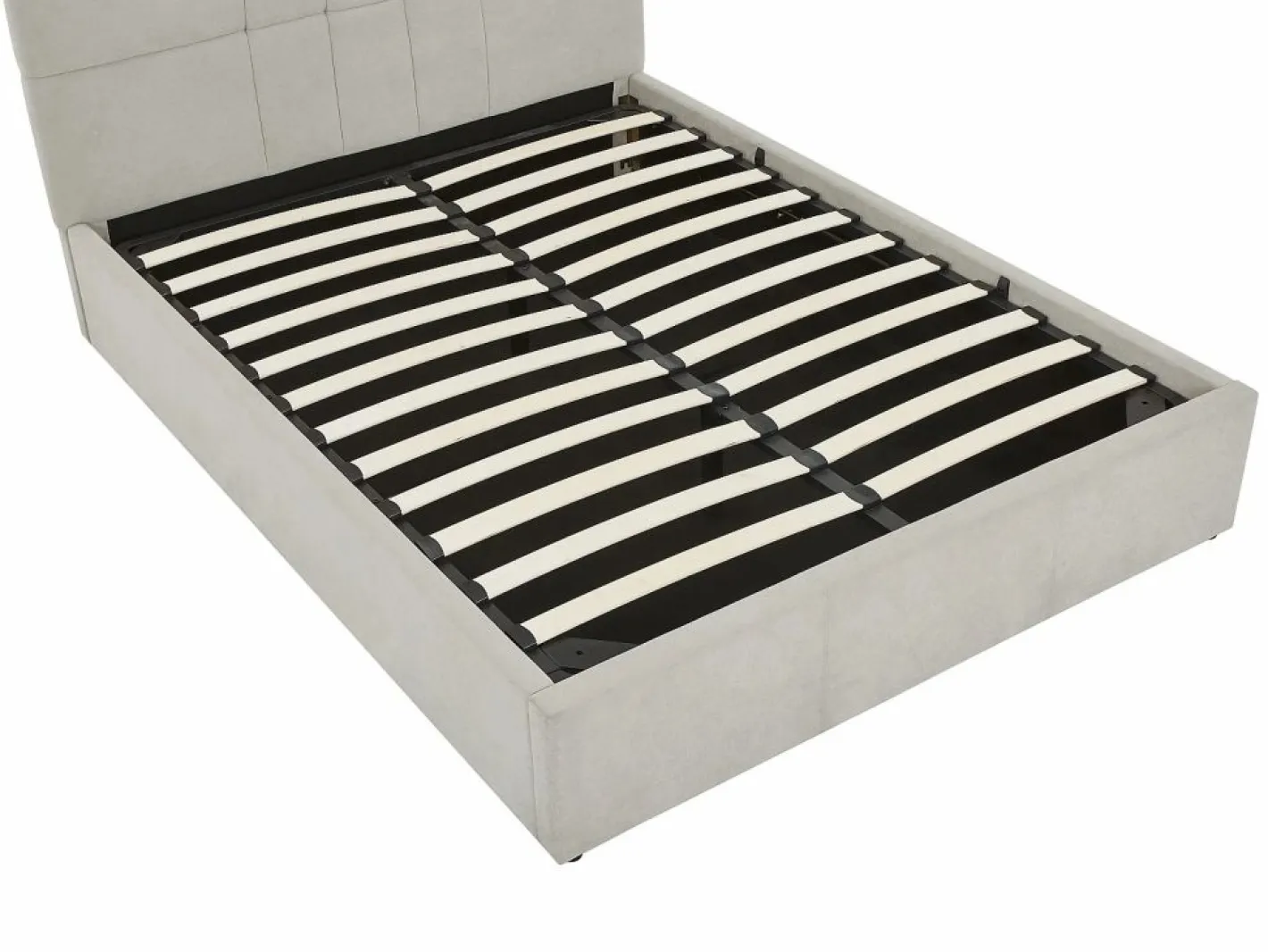 Vente-unique Cama Con Canapé|Cama Con Almacenaje|Canapé abatible queen size 160 x 200 en tela gris + colchón - HOPEYA de Pascal Morabito
