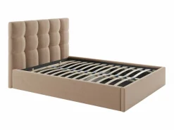 Vente-unique Canapé abatible140 x 190 cm de terciopelo en color con colchón - MIRDAL Beige New