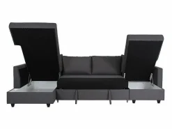 PUNTO Canapé d'angle panoramique convertible - Tissu - L 292 x P 187 x H 86 cm - CATS Gris Online