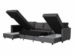 PUNTO Canapé d'angle panoramique convertible - Tissu - L 292 x P 187 x H 86 cm - CATS Gris Online