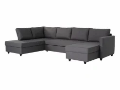 PUNTO Canapé d'angle panoramique convertible - Tissu - L 292 x P 187 x H 86 cm - CATS Gris Online
