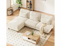 DripeX Sofá Rinconera|Canapé de esquina reversible en terciopelo acanalado - 2 plazas + méridienne - - 256 x 160 x 88 cm