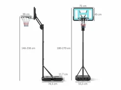 Canasta de baloncesto ajustable con soporte rodante, altura 146-236 cm, plástico, (175 x 71 x 270 cm)^ Clearance