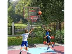 Canasta de baloncesto ajustable para niños, con ruedas y soporte, de plástico, color (82 x 53 x 306 cm)^ Sale