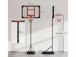 Canasta de baloncesto ajustable para niños, con ruedas y soporte, de plástico, color (82 x 53 x 306 cm)^ Sale