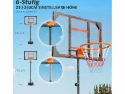 Canasta de baloncesto ajustable para niños, con ruedas y soporte, de plástico, color (82 x 53 x 306 cm)^ Sale