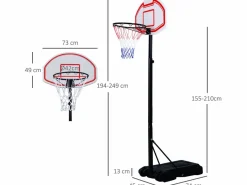 Homcom Canasta de baloncesto blanco y negro 73x49x249 cm Multicolor Hot