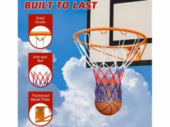 Canasta de baloncesto de repuesto resistente, para montaje en pared o puerta, de acero, color con red (58 x 50 x 10 cm)^ Hot