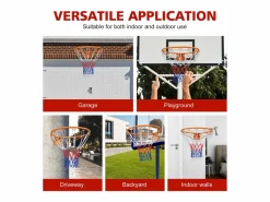 Canasta de baloncesto de repuesto resistente, para montaje en pared o puerta, de acero, color con red (58 x 50 x 10 cm)^ Hot