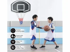 Canasta de baloncesto de pared para interior y exterior, con tablero de polietileno irrompible, color (72,4 x 45,72 x 20 cm) Negro