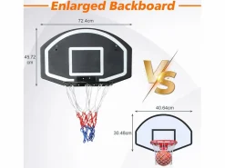 Canasta de baloncesto de pared para interior y exterior, con tablero de polietileno irrompible, color (72,4 x 45,72 x 20 cm) Negro