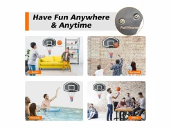 Canasta de baloncesto de pared para interior y exterior, con tablero de polietileno irrompible, color (72,4 x 45,72 x 20 cm) Negro