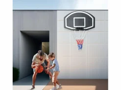 Canasta de baloncesto de pared para interior y exterior, con tablero de polietileno irrompible, color (72,4 x 45,72 x 20 cm) Negro