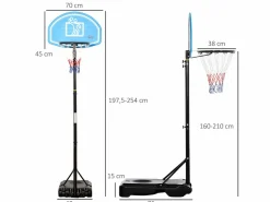 Homcom Cesta De Baloncesto|Canasta de baloncesto negro y azul 76x70x254 cm
