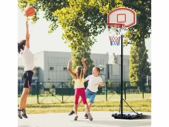 Canasta de baloncesto para exterior ajustable y portátil, de metal, color blanco y , con ruedas y base rellenable (75,5x71x250 cm)^ Outlet