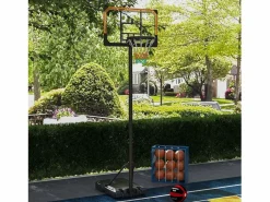 Cesta De Baloncesto|Canasta de baloncesto regulable en altura con soporte, acero, color , ruedas incluidas (71x74x264 cm)