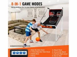Canasta de Baloncesto SucceBuy, Juego Arcade de Baloncesto Plegable de Doble Tiro para Interiores, 2 Jugadores, 4 Pelotas