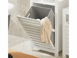 Canasto para la Colada Mueble de baño con cesto para Ropa Sucia Amario para baño 42 x 30 x 90 cm BZR67-W ES^Sobuy Hot