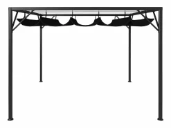 Carpa de jardín con toldo retráctil 3x3 m Antracita Gris Discount