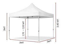 Cenador Y Quiosco|Carpa plegable profesional de aluminio con estructura hexagonal, Market-Pro 3X3, color , impermeable
