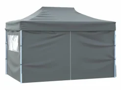 Carpa plegable profesional 4 paredes acero 3x4 m ES141333 Gris antracita New