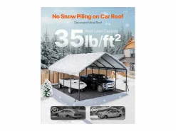 Cochera|Carport SucceBuy, 5,8 x 7,45 m, Cochera Metálica Resistente, Refugio de Garaje Exterior con Estructura de Acero, para Camionetas, Barcos, Camiones y Tractores