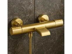 Essebagno Grifo|Carra mezclador termostático para bañera y ducha oro cepillado